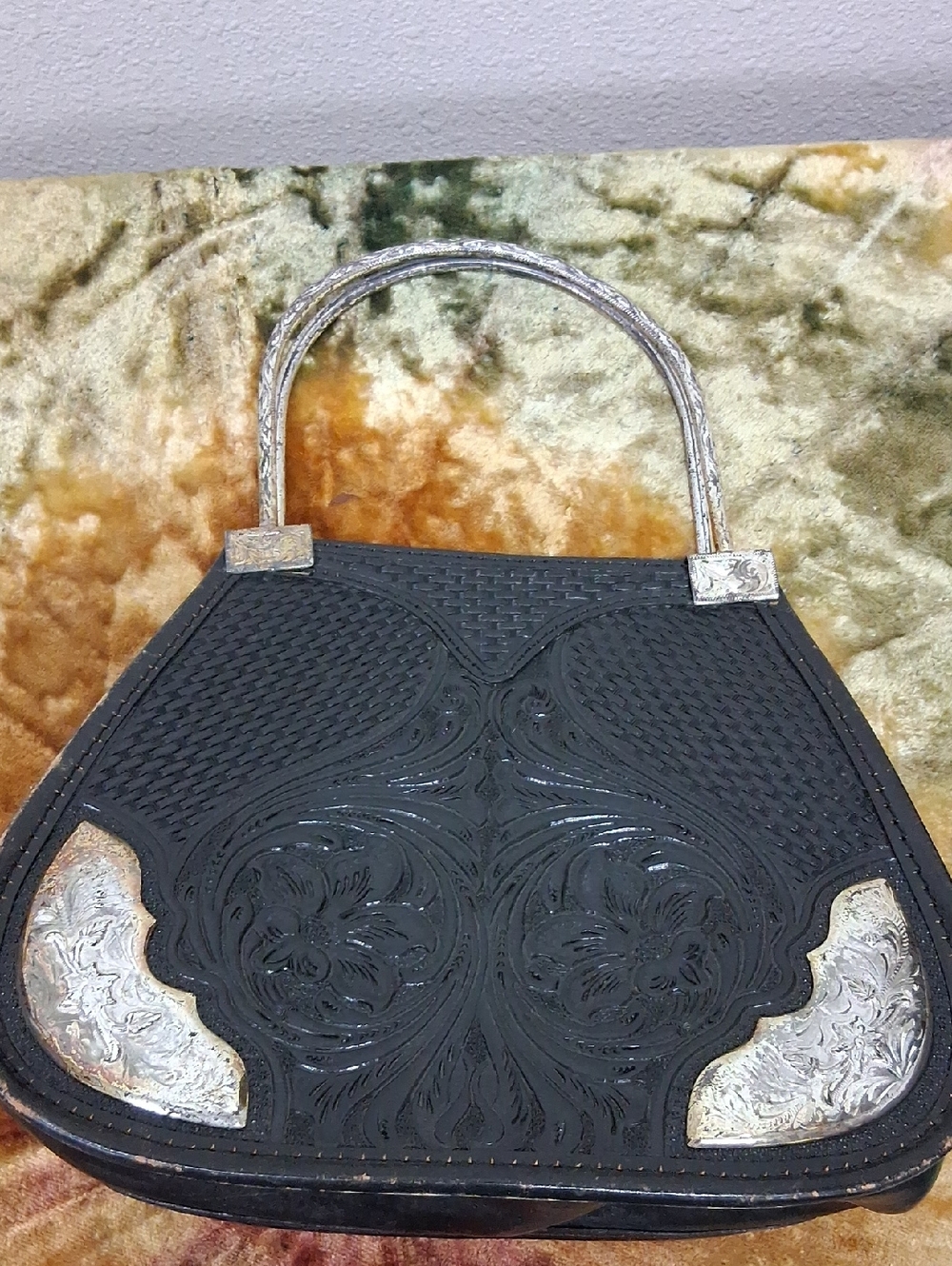 Sybil's Collection Black Handbag with Silver Accents -